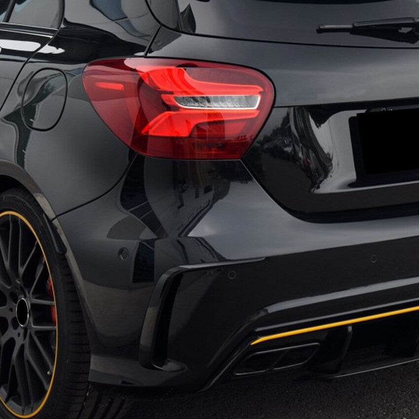 Sleek black rear bumper splitter suitable for Mercedes-Benz A W176 A200 A250 A45