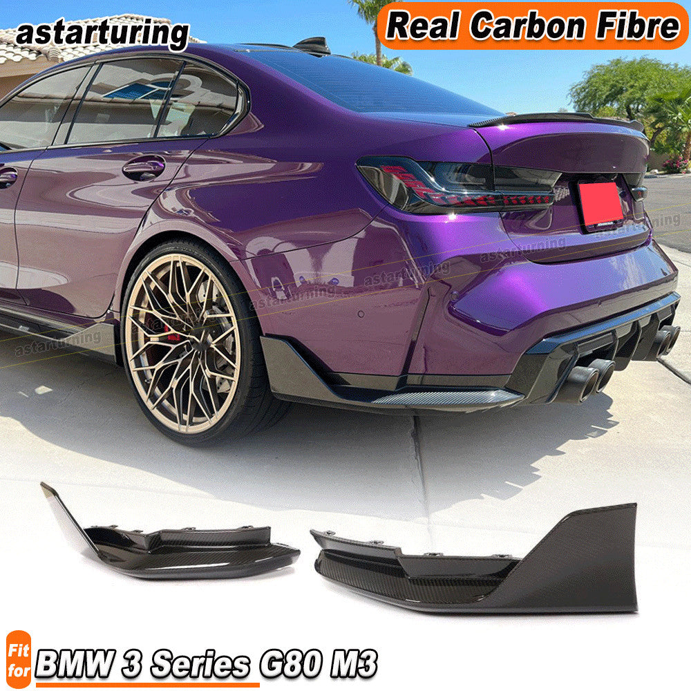 for BMW 3 Series G80 M3 REAL Carbon Fiber Rear Bumer Splitter Diffuser Side Flap