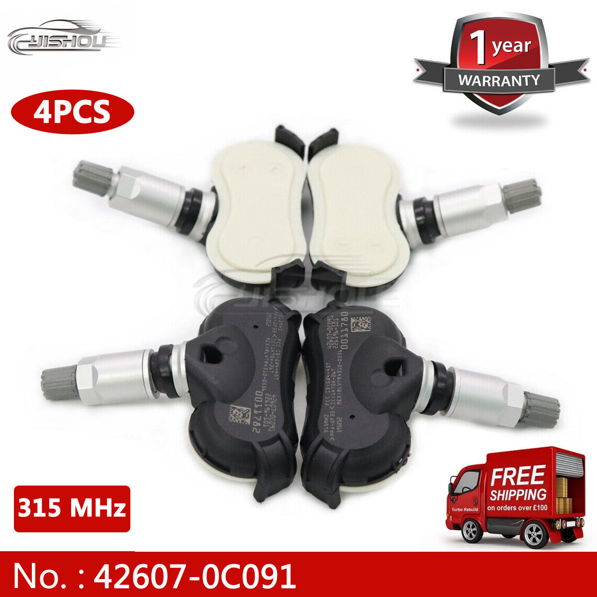 42607-0C091 Tire Pressure Sensor (TPMS) for Toyota Tundra Sequoia 2018-2020 (4 pieces)