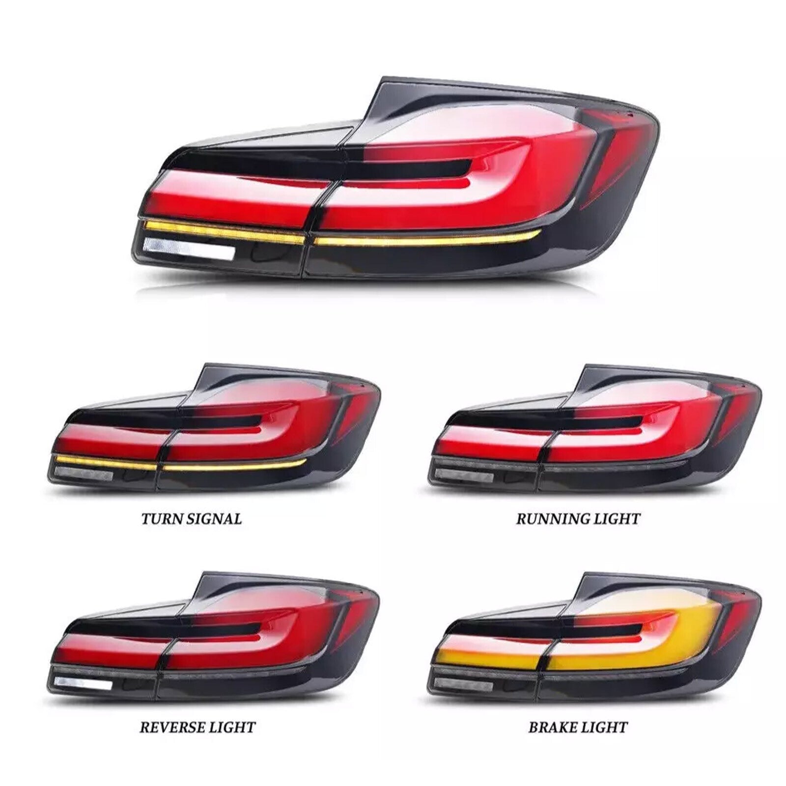 LED TAIL LIGHTS for BMW 5 SERIES F10 F18 M5 2011-2017 SEQUENTIAL REAR LAMPS