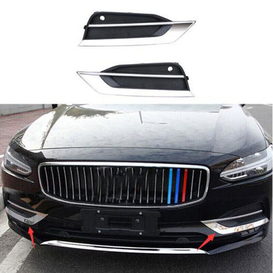 for Volvo S90 2017-2021 Chrome Front Bumper Fog Light Lamp Cover Trim Replace 2x