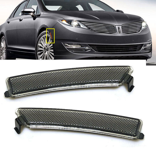 2PC Front Bumper Reflector Side Marker Lamp Smoke Lens for LINCOLN MKZ 2013-2016