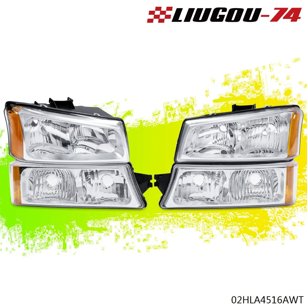 Chrome-encased headlights and bumper suitable for 03-07 for Chevrolet Silverado/Avalanche