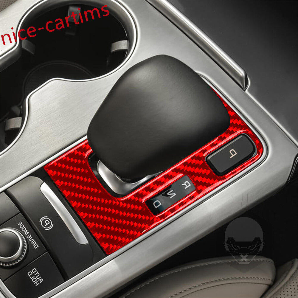 for Kia Stinger 2019-2023 RHD Console Gear Shift Box Panel Trim Red Carbon Fiber