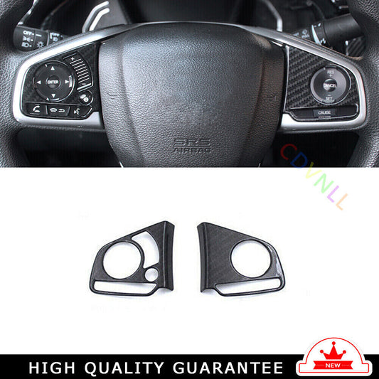 Steering Wheel Button Frame Trim 2 for Honda for Civic 10th 2016-2021 Carbon Fiber