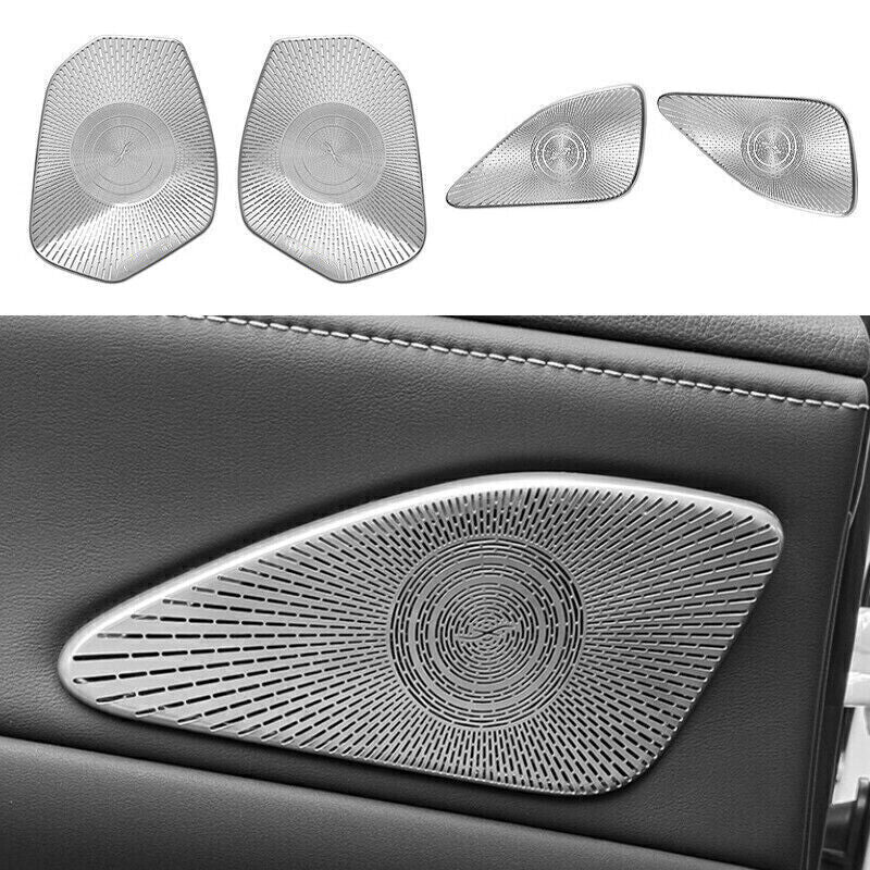 4X Silver Steel Inner Door Speaker Horn Cover Trim for Lexus RX350h 500h 2023-24
