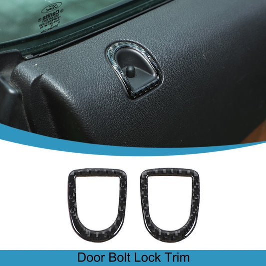 2PCS Carbon Fiber Inner Door Bolt Lock Down Trim Ring for Ford for Mustang 2009-2013