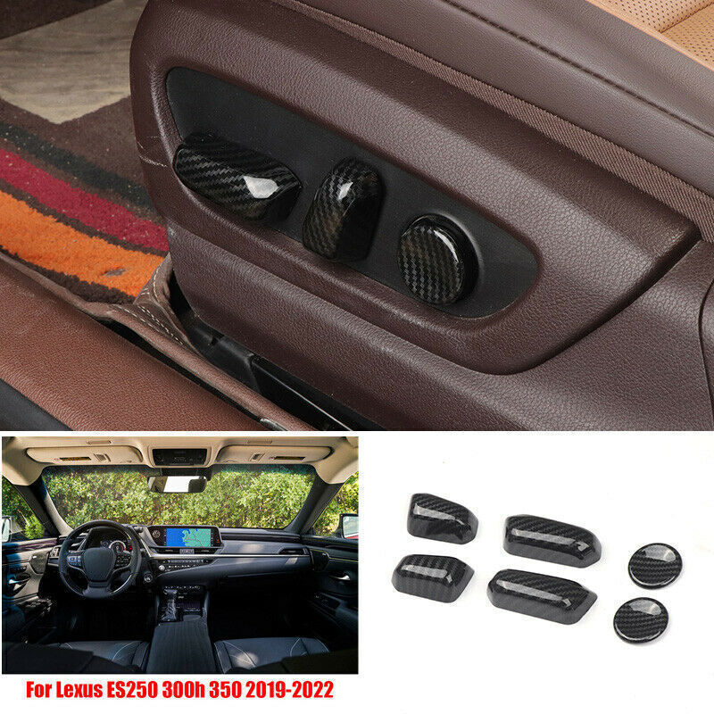 6P Carbon Fiber for Seat Adjust Button Cover Trim for Lexus ES350 ES300h 2019-2022