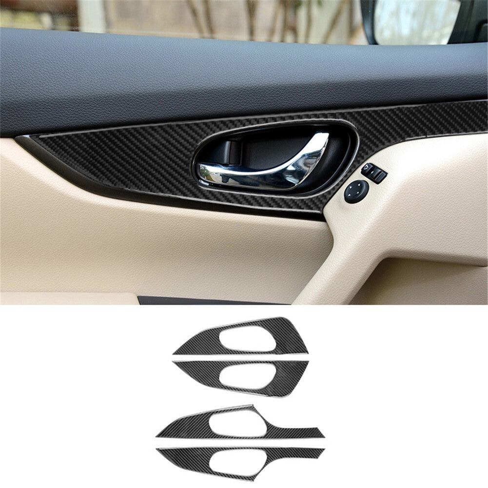 4Pcs Carbon Fiber Door Handles Panel Cover Trim for Nissan Rogue 2014-2016