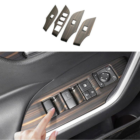 Matte Wood Grain Glass Window Lifting Panel Decor 4PCS for Toyota RAV4 2019-2023