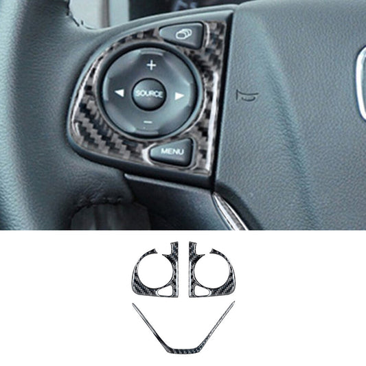 3Pcs Carbon Fiber Steering Wheel Button Trim for Honda CRV CR-V 2012-2016 Type B