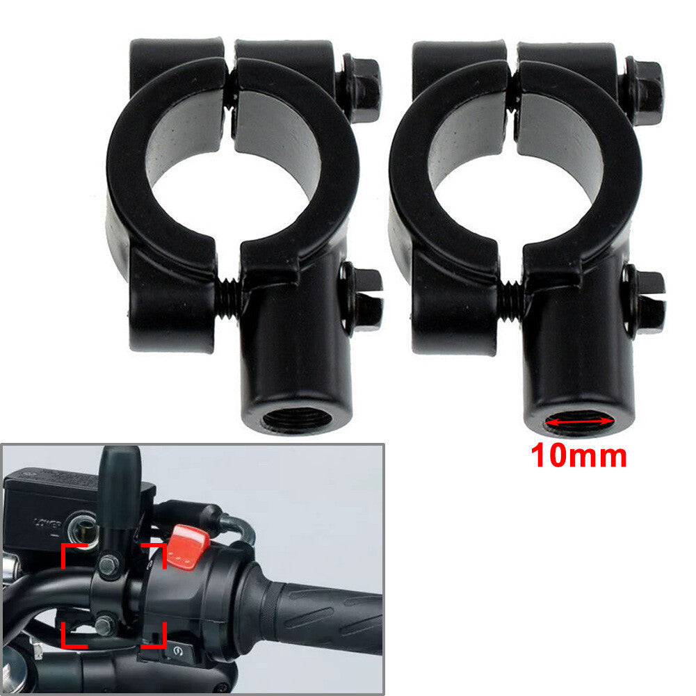 22MM M10 10mm Motorrad Lenker Spiegelhalterung Klemmadapter Schwarz Paar