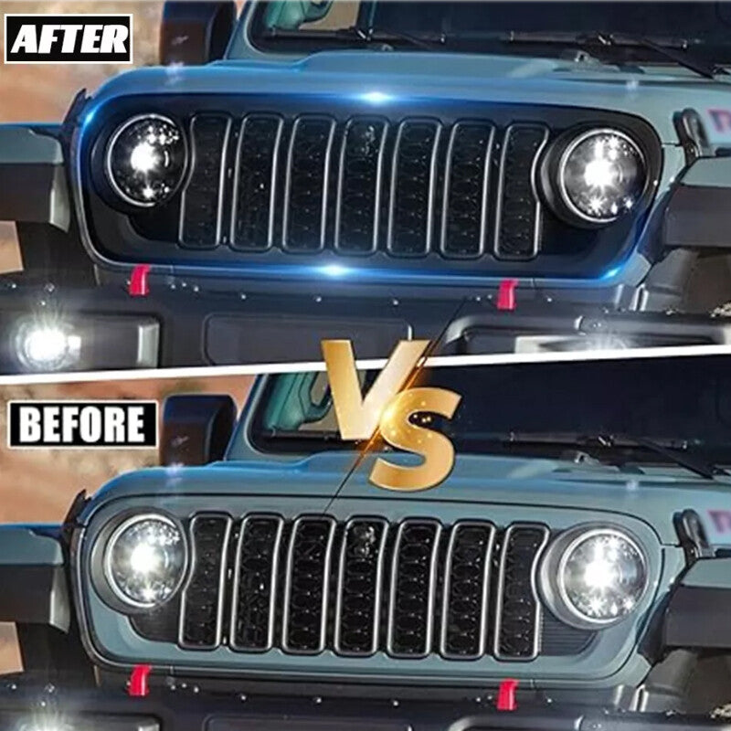 Front Grill Bumper fit for Jeep for Wrangler JK 2007-2017 Upgrade to 2024 JL Mesh Grille