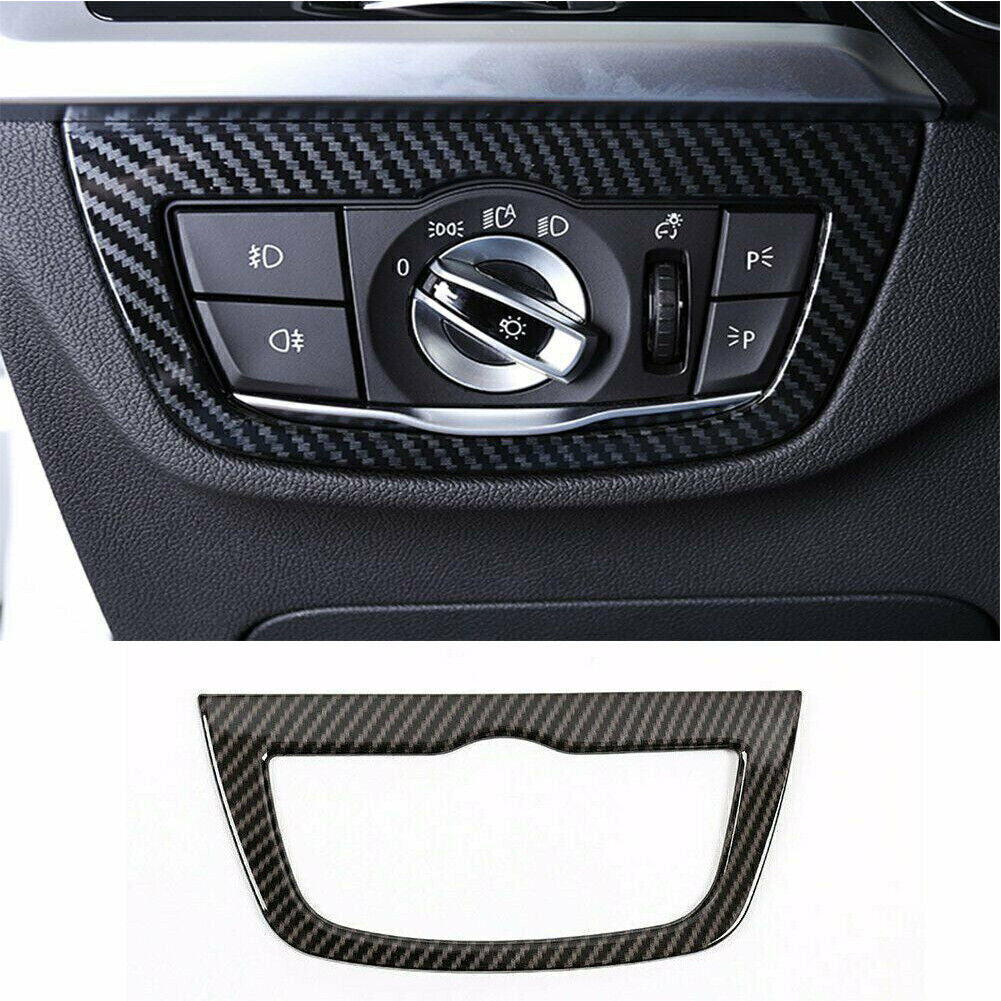 Carbon Fiber ABS Head Light Switch Button Cover for BMW X3 X4 G01 G02 2018-2019