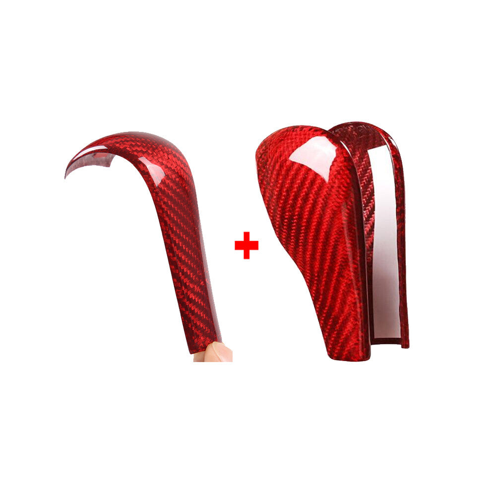 2¡ÁRed Carbon Fiber Gear Shift Knob Trim for BMW 5 Series 96-07 X3 06-10 X5 04-06