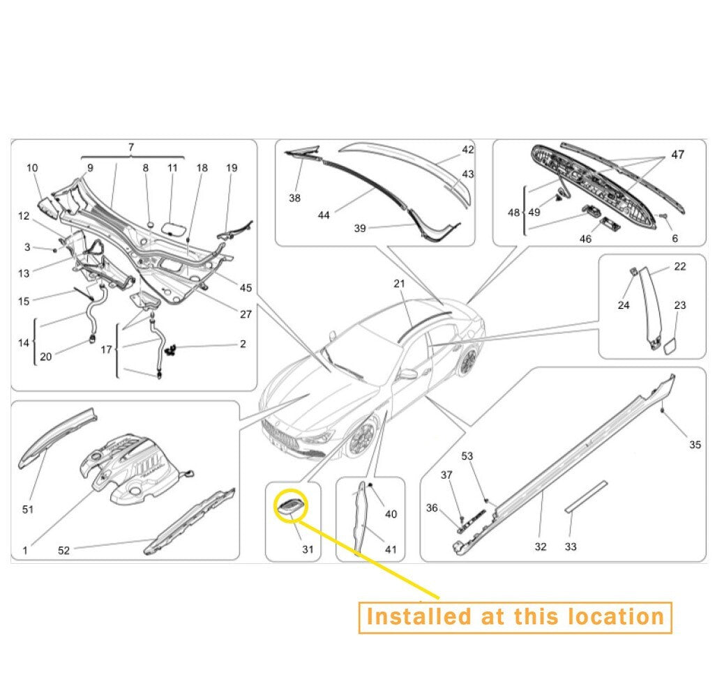 Suitable for Maserati Ghibli left front air vent Birght chrome equipment manufacturer: 670029940
