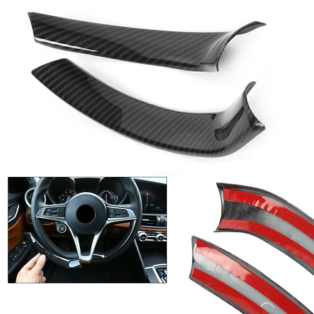 for Alfa Romeo Giulia 2017+ Interior Steering Wheel Cover Trim Carbon Fiber ABS