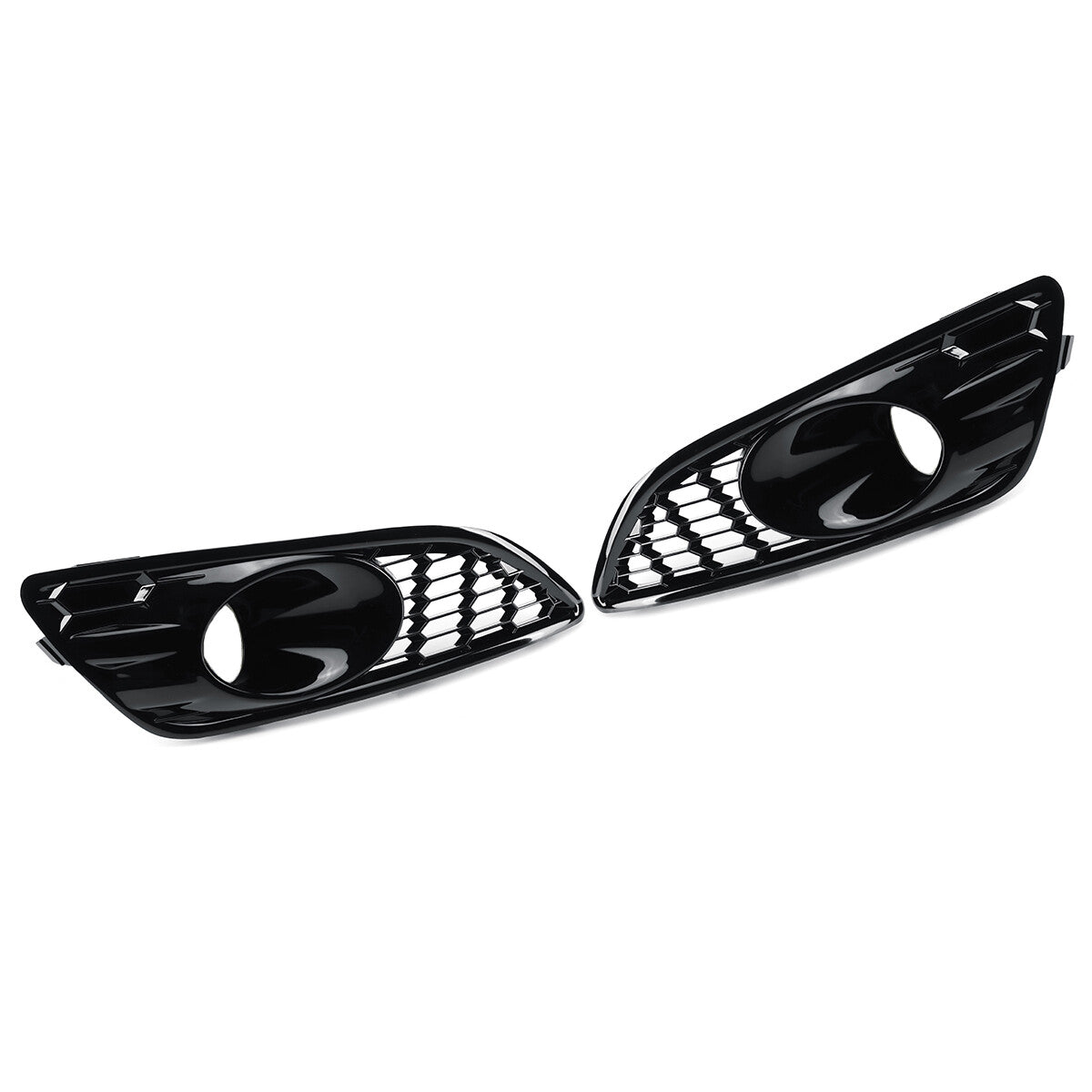 2-Piece Front Fog Light Protector Grille Cover for Ford Fiesta MK7 Zetec S 2013-17 Gloss Black