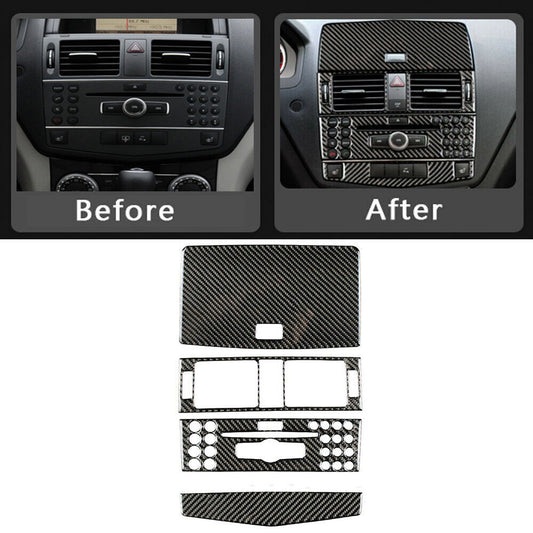 4Pcs Carbon Fiber Interior Trim for Mercedes-Benz C-Class W204 2007-10