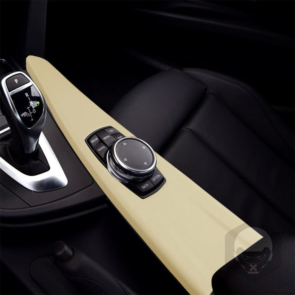 PU Leather Off White Multimedia Panel Cover for BMW 3 4 Series 3GT F30 F34 13-19