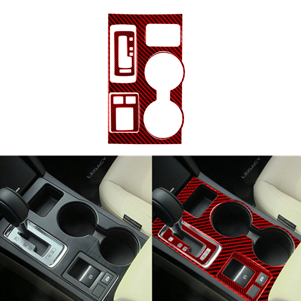3X Red Carbon Fiber Center Cup Holder Cover for Subaru Outback Legacy 2015-2017