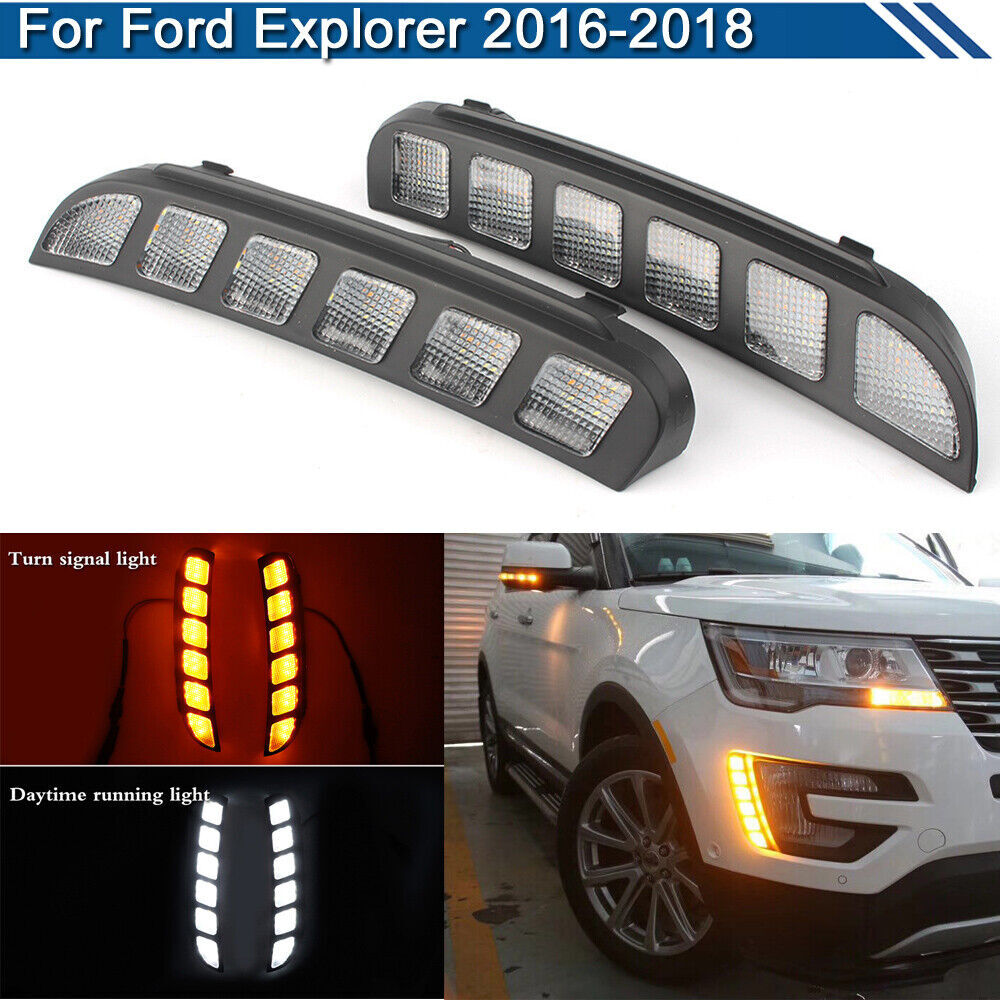 Daytime Running Lights LED DRL Front Fog Lights Fit for Ford Explorer 2016-2018