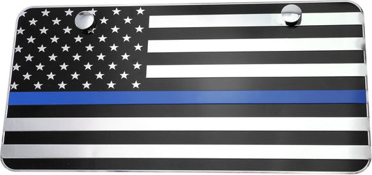 Car license plate frame cover with chrome black and blue American flag for Audi