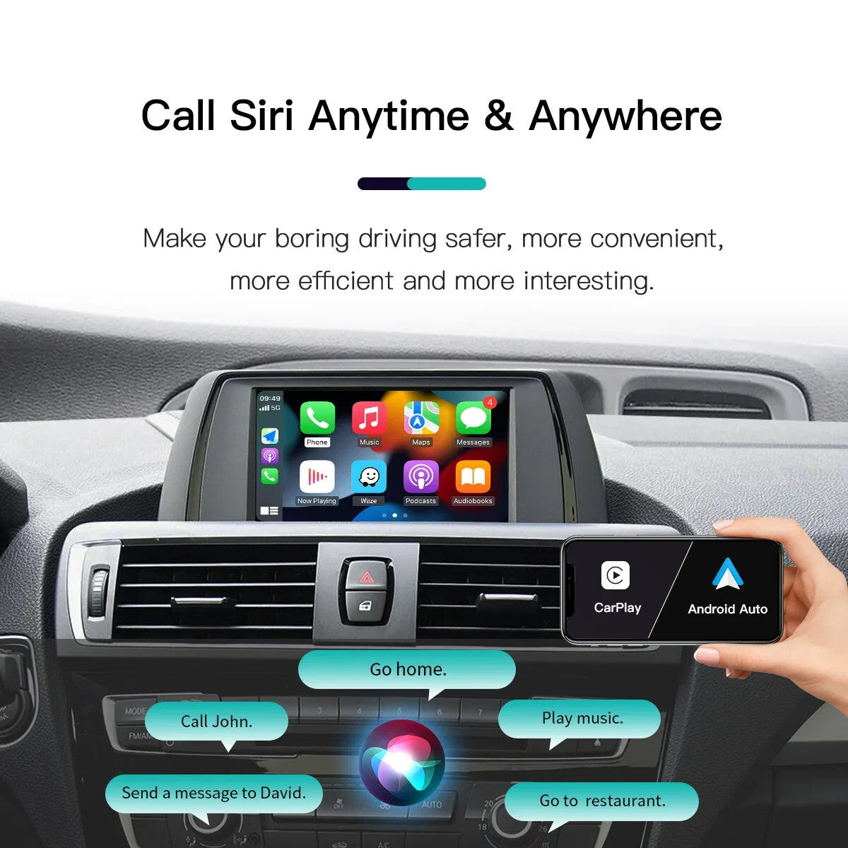 Compatible with for BMW NBT 1 2 3 4 5 series F10 X1 X3 F25 F26 F48 Wireless CarPlay Android Auto