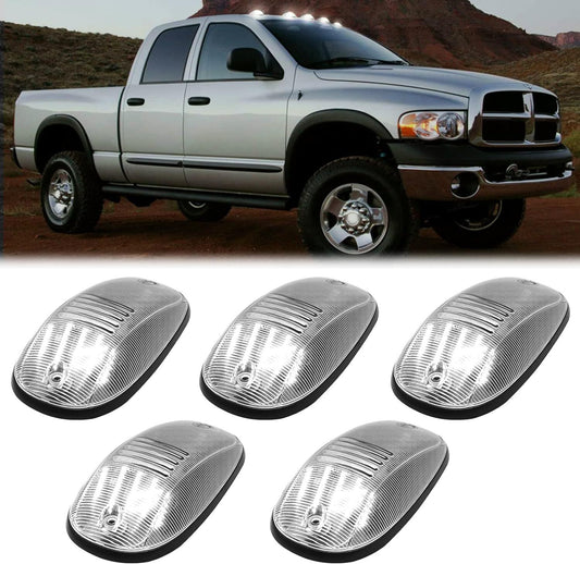 5-piece white LED cab roof marker lights for 2003-2018 for Dodge for Ram 1500 2500 3500 trucks.