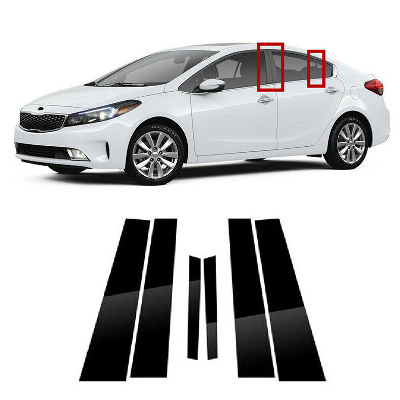 for Kia Forte Sedan 2014-18 6pc Black Pillar Posts Set Door Trim Piano Cover Kit
