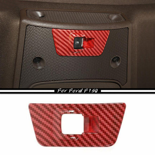 Suitable for 2015-2020 for Ford F150, Red Carbon Fiber Rear Side Window Switch Cover Trim