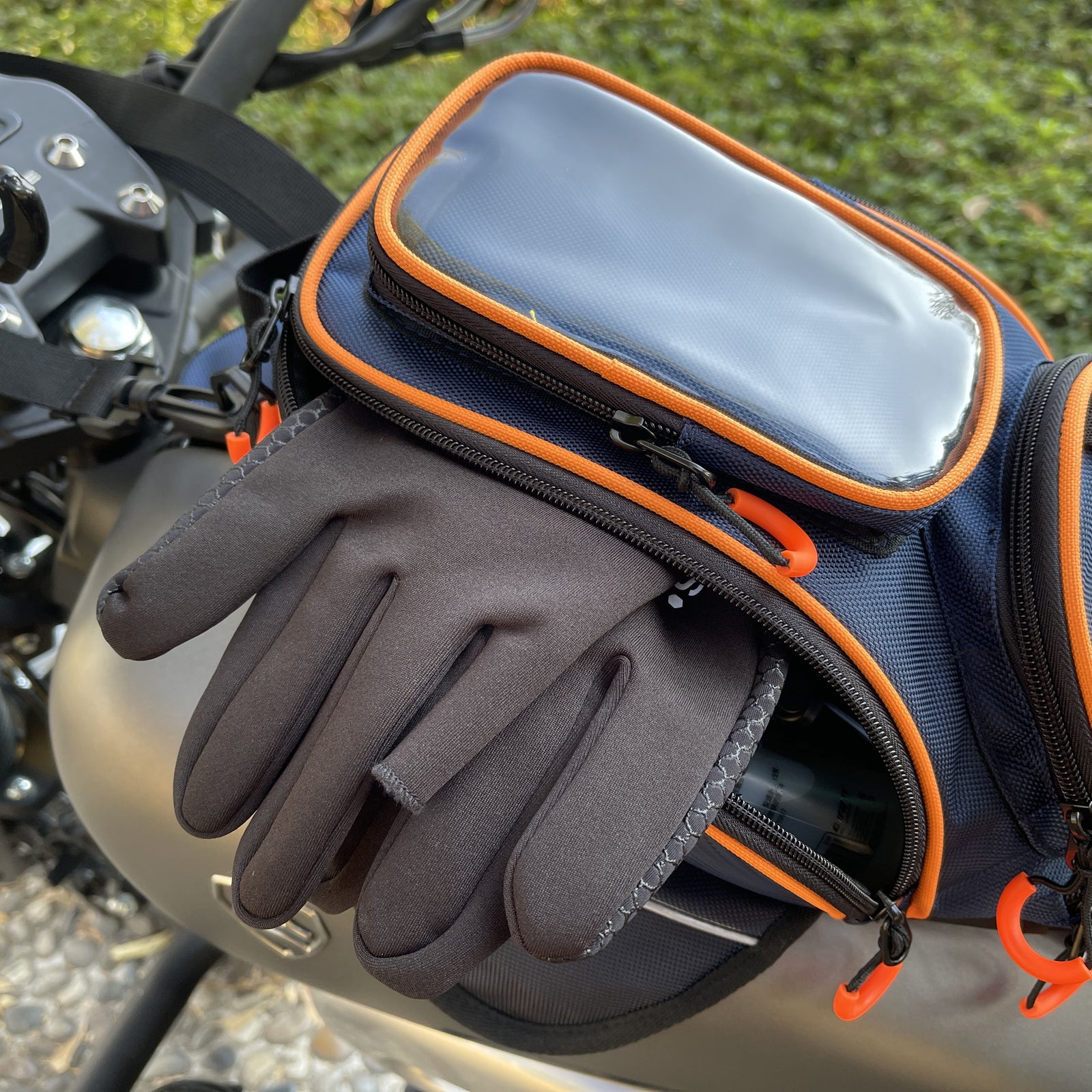 Motorcycle Front Frame Bag Bicycle Tube Double Bag With Phone Holder Side Pouch