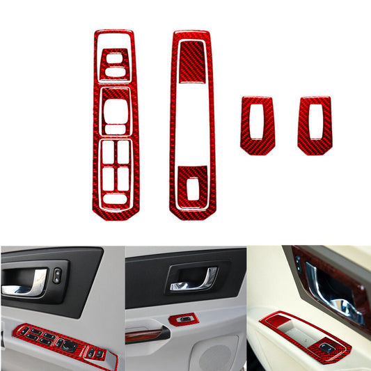 2Pcs Carbon Fiber Door Window Lift Control Panel Trim for Cadillac CTS 2003-2007