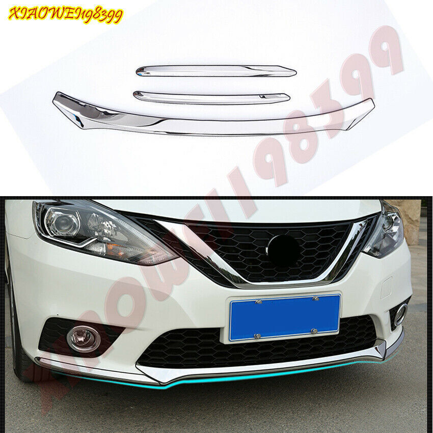 3x for Nissan Sentra 2020-23 Steel Chrome Front bumper protection cover Trim Set