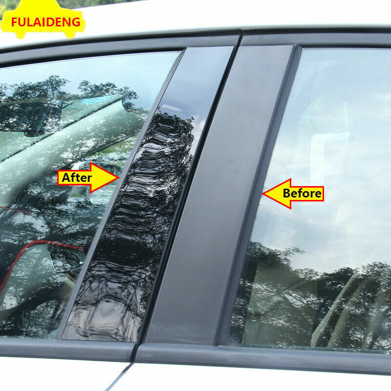 6P for Cadillac XT5 2016-2021 PC Black Door B,C Pillar Mirror Plate Molding trim