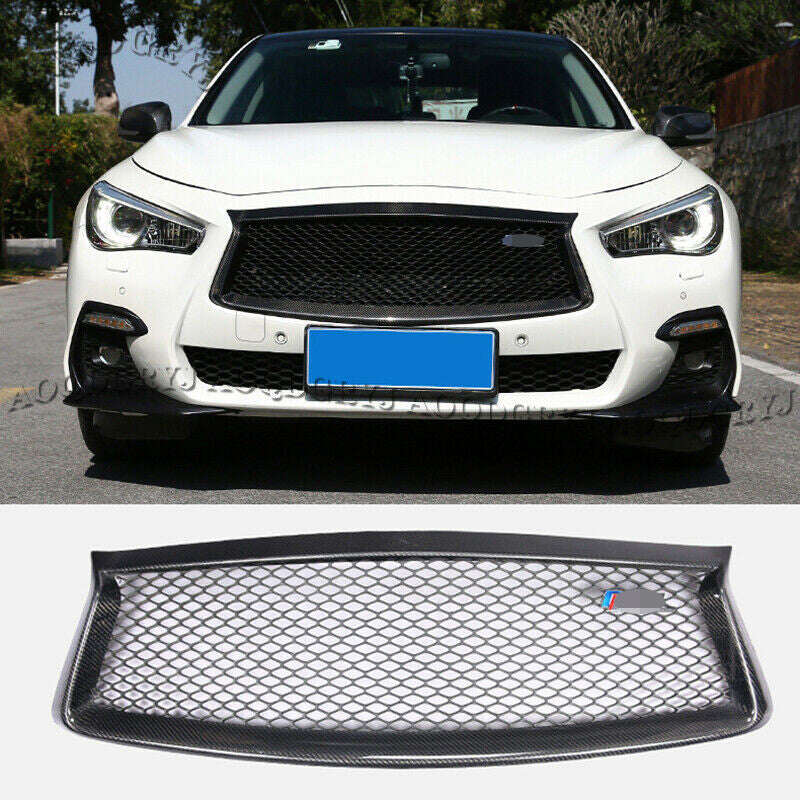 Carbon Fiber For 2018-2020 for Infiniti Q50 Front Bumper Grill Grille Replace Refit