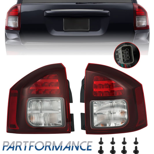 A pair of left and right LED taillights with brake lights for Jeep Compass 2014, 2015, 2016, 2017