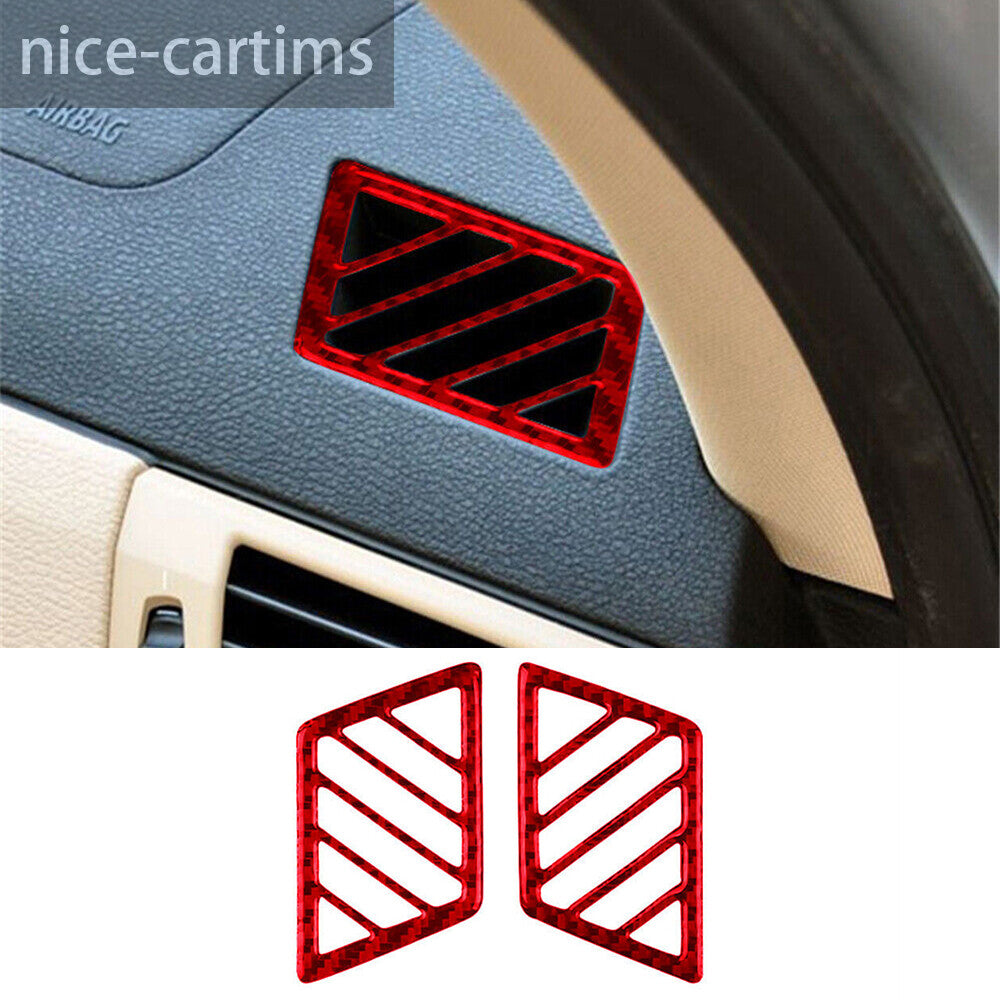 2¡ÁRed Carbon Fiber Inner Dashboard Air Vent Outlet Trim for BMW X3 E83 2004-2010