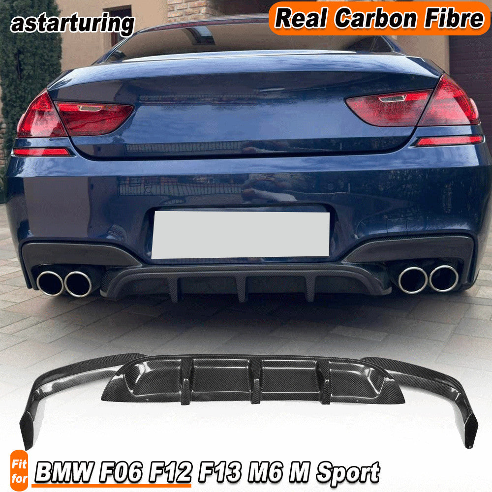 for BMW F06 F12 F13 M6 M Sport Bumper 2012-16 REAL Carbon Rear Diffuser Spoiler