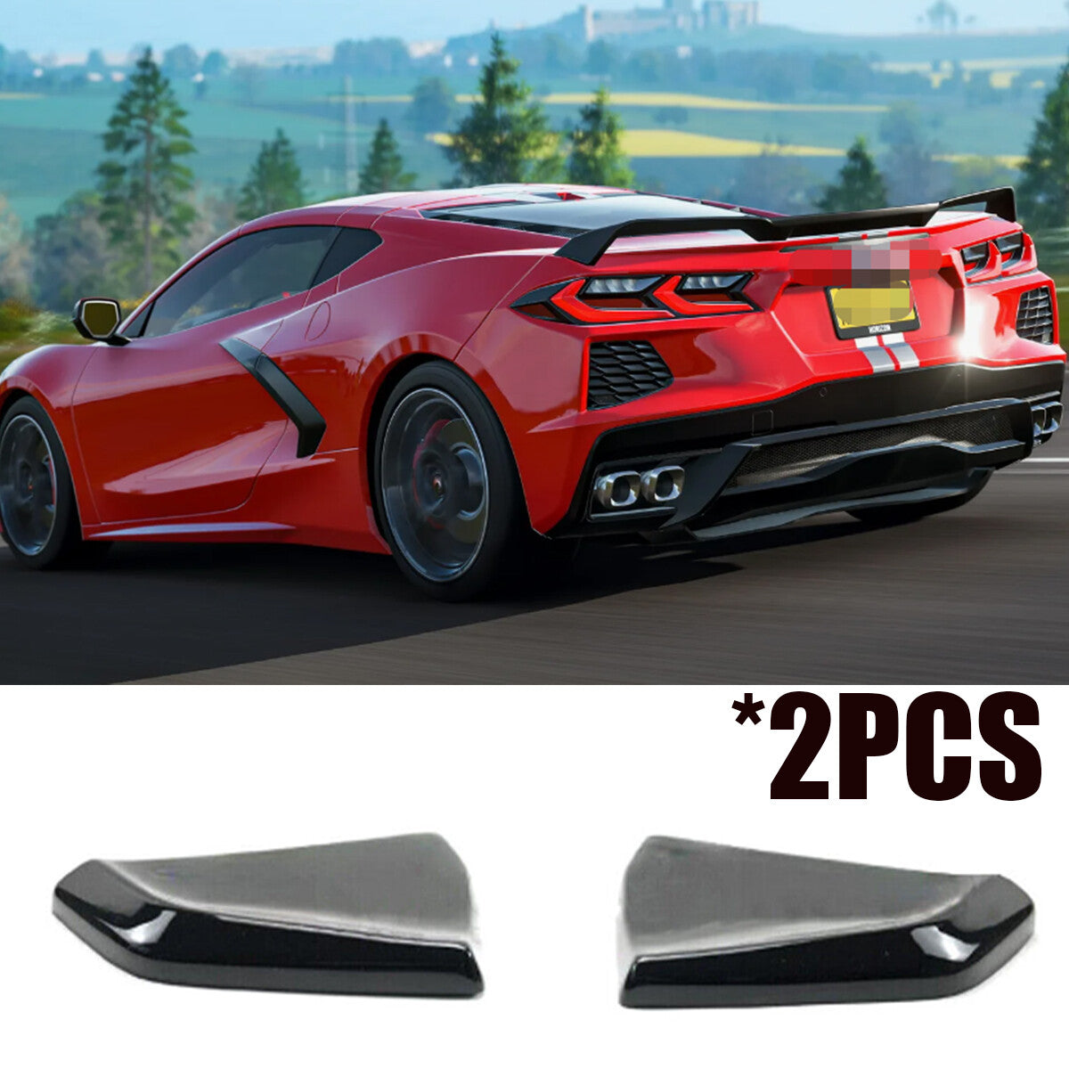for Corvette C7 Stingray 2014-2019 Rear Bumper Side Corner Splitters Aprons