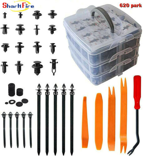 650-piece set of car mounting clips and plastic rivet fastener kits for bumpers suitable for GM, for Ford , and for Honda .