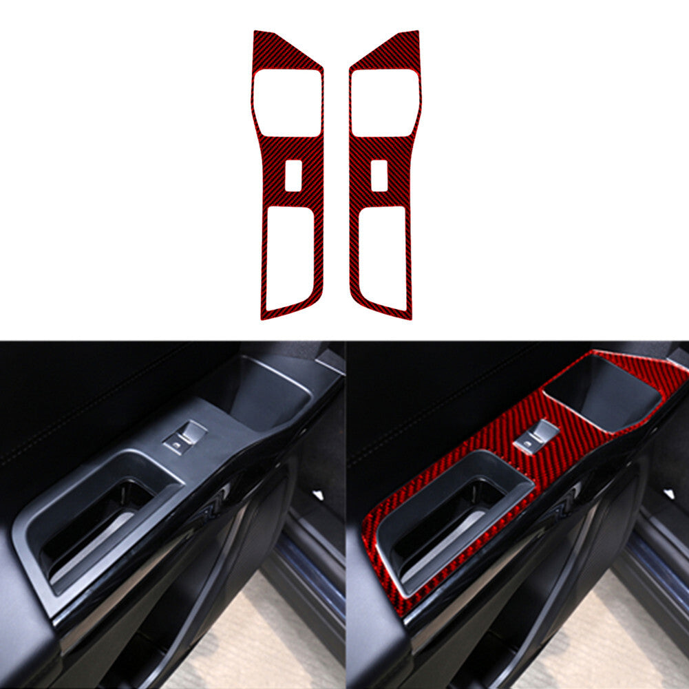 Red Carbon Fiber Rear Door Lift Switch Panel Trim for Ford Explorer 2020-2023