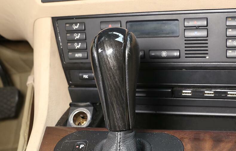 Black Wood Grain Console Gear Shift Knob Trim 1X for BMW 3-Series E90 2005-2012
