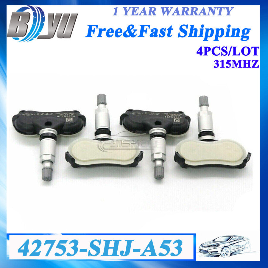 (4) 42753-SHJ-A53 TPMS TIRE PRESSURE SENSOR for Honda Ridgeline Odyssey Pilot