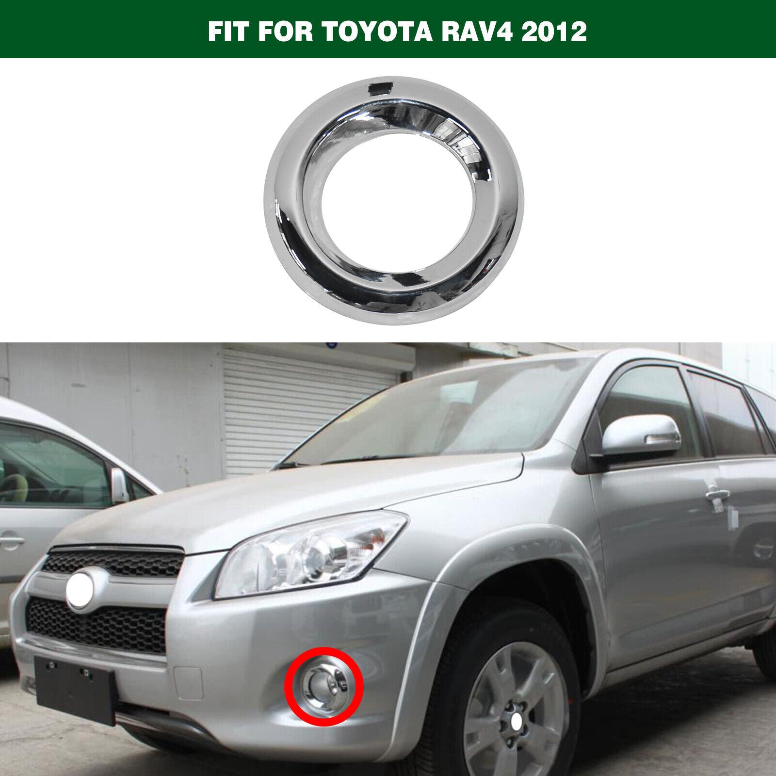 Chrome Front Left Fog Lamp Light Bezel Cover Ring Trim Fit for Toyota RAV4 2012