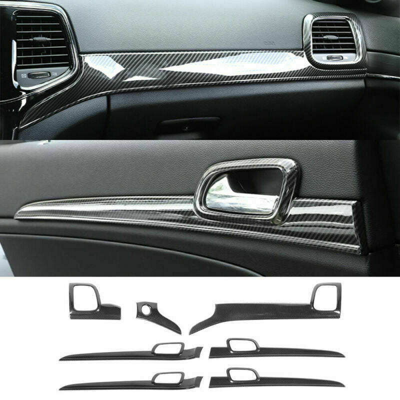for Jeep Grand Cherokee 2011-2021 Dashboard Panel+Door Handle Trim Carbon ABS 7x