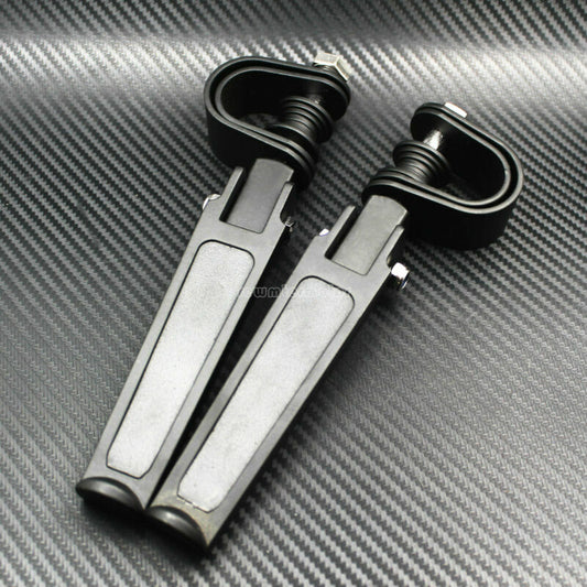 Motorcycle 1-1/4 Highway Engine Guard Crash Bar U-clamp Foot Pegs Footrest