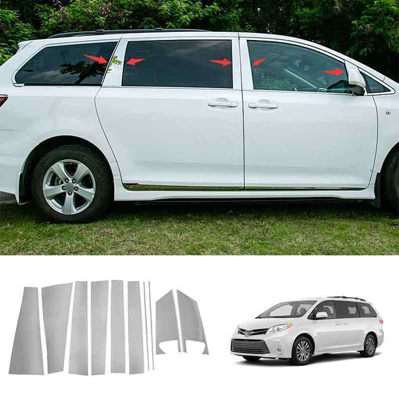Silver Stainless Window BC-Pillar Panel Trim Post for Toyota for Sienna 2011-2019