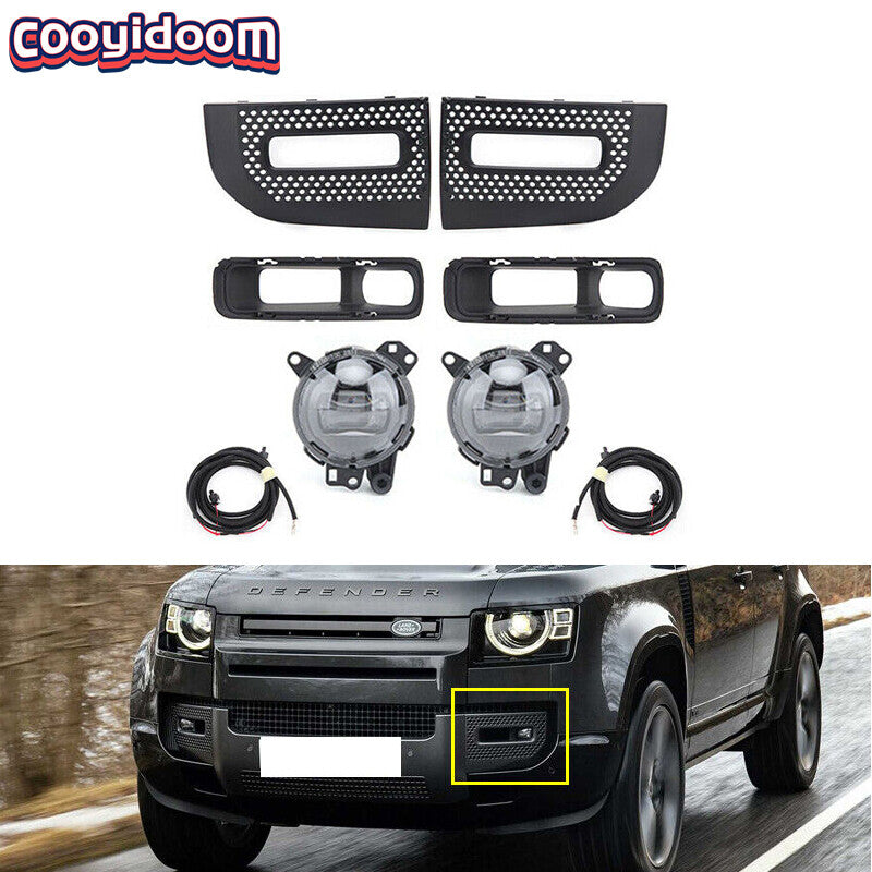for Land Rover for Defender 2020-2022 Front bumper Led Fog Lamp + grille cover 1set