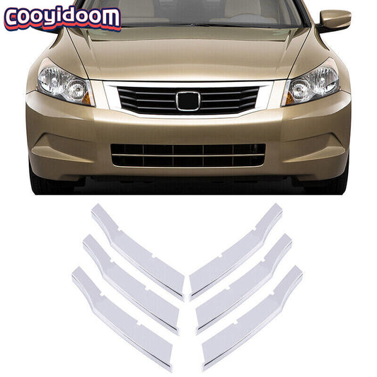 6-piece set of chrome front center grille insert trim for Honda Accord 4DR 2008 - 2010